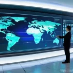 물 관리에서의 혁신적 사례 연구 - **Prompt 1 (Smart Water Management):** A futuristic, brightly lit control center with sleek, minimal...