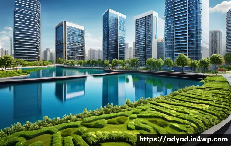 물 소비 패턴 변화의 영향 - A detailed urban landscape showcasing a modern city with high-rise apartment buildings and office to...